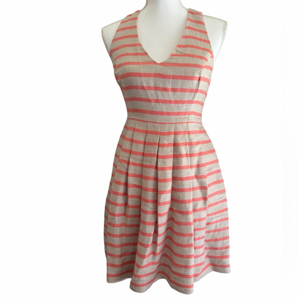 Banana Republic Coral and Beige Striped Mini Dress